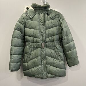 Abercrombie Kids Olive Green Faux Fur Puffer